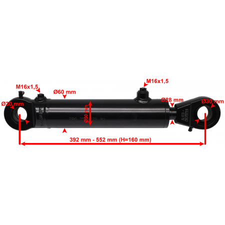 POLSKI SIŁOWNIK CYLINDER CHWYTAK PŁUG SKOK 160 L= 400mm SKRAW-MET